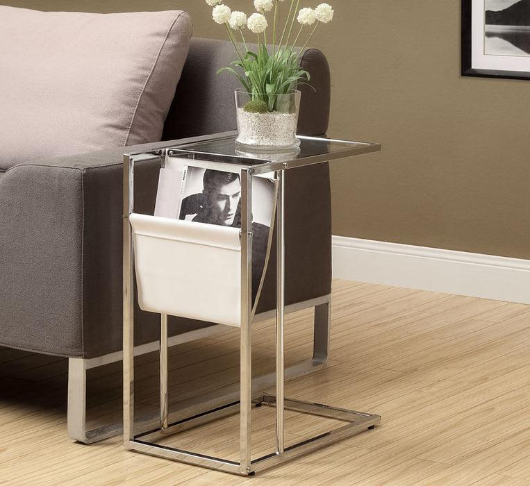 Durham 19\" C-Shaped Accent Table with Glass Top - Chrome