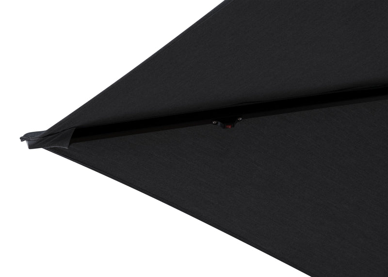 Solar Cantilevered Patio Umbrella with Base - 137\"W x 84\"H, Steel, Hand Crank, Water/Sand Fill Attachable Base, Built-in LED Lights - Grey