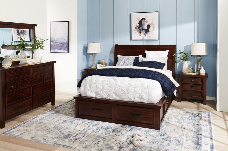 Sonoma 6pc Bedroom Set with Storage Bed, Dresser, Mirror & Nightstand, Mango Brown - Queen Size