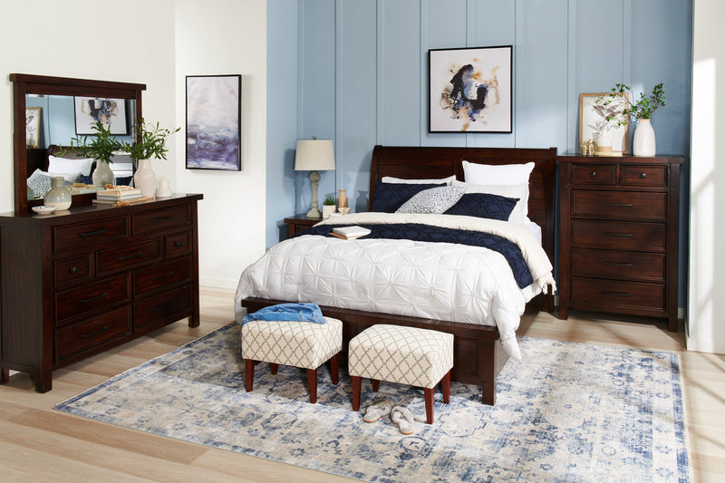 Sonoma Panel Bed with Headboard & Frame, Mango Brown - King Size