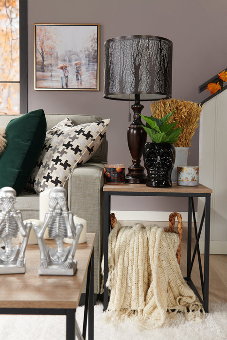 28\" Bean Bronzed Table Lamp with Cut-Out Shade