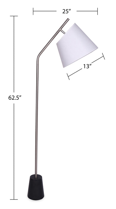 Storm Brushed Steel with Black Marble Base 3-Piece Set, Floor and Two Table Lamps