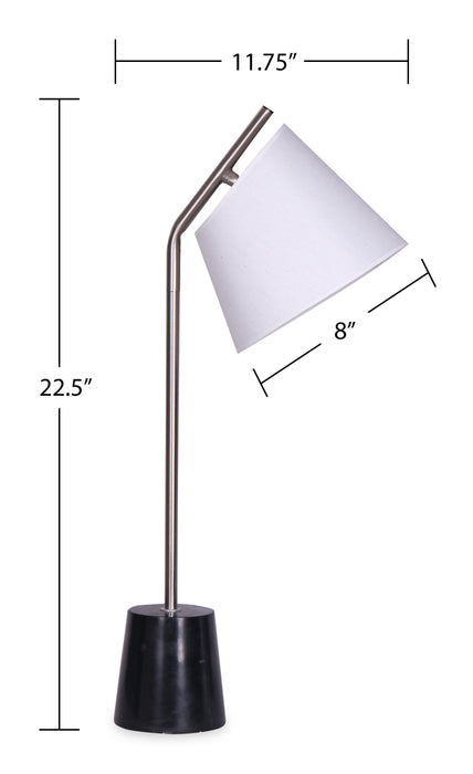 Storm Brushed Steel with Black Marble Base 3-Piece Set, Floor and Two Table Lamps