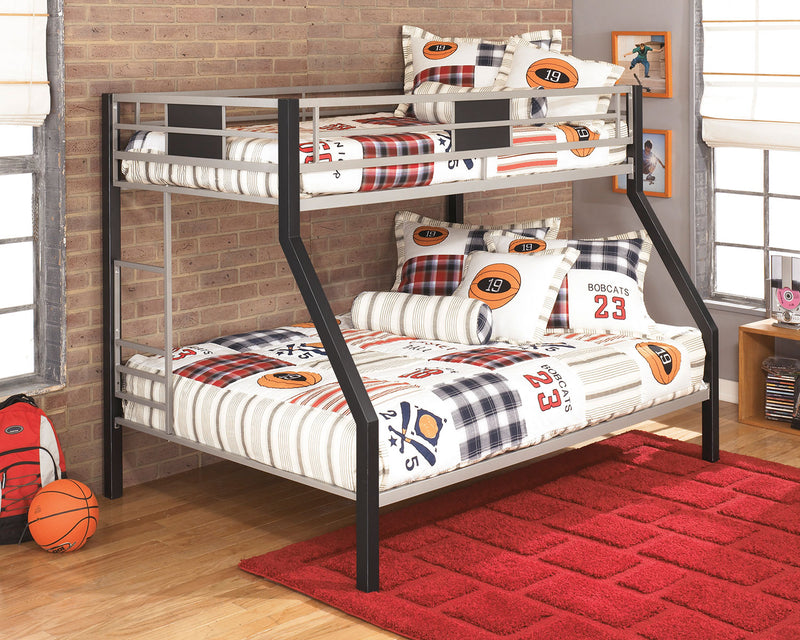 Dinsmore Bunk Bed with Ladder & Guard Rail for Kids, Metal, Black & Grey - Twin/Full