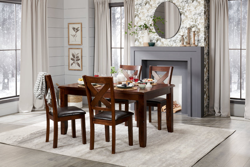 Talia 5pc Dining Set with Table & 4 Chairs, 60-78\"W Extension - Brown