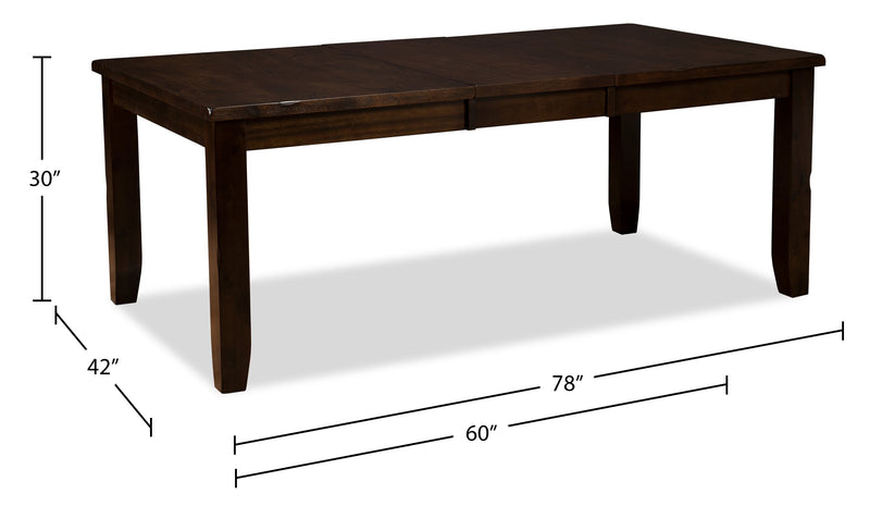 Talia Dining Table with 60-78\"W Extension - Brown