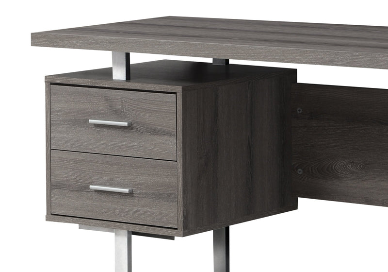 Teagan 60\" Reversible Office Desk with 3-Drawers - Dark Grey