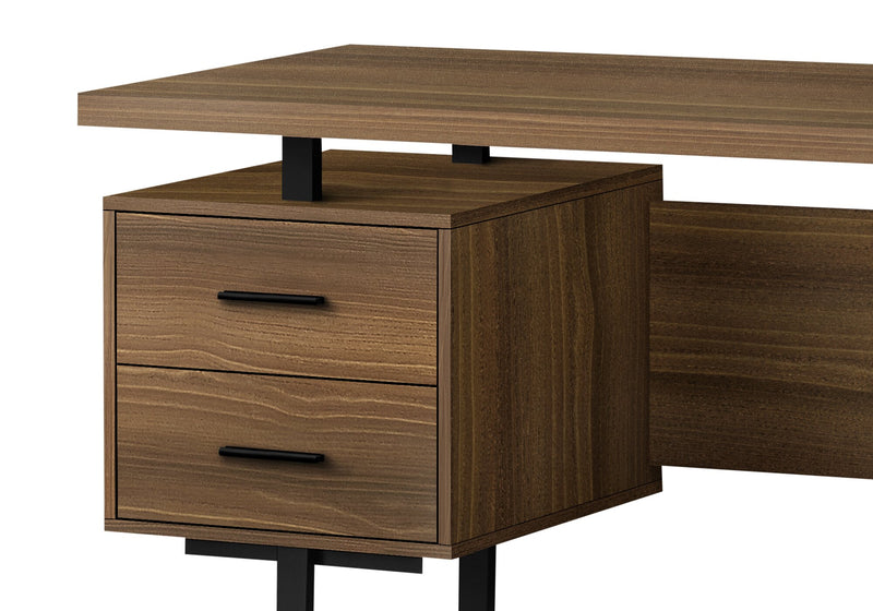Teagan 60\" Reversible Office Desk with 3-Drawers - Dark Walnut
