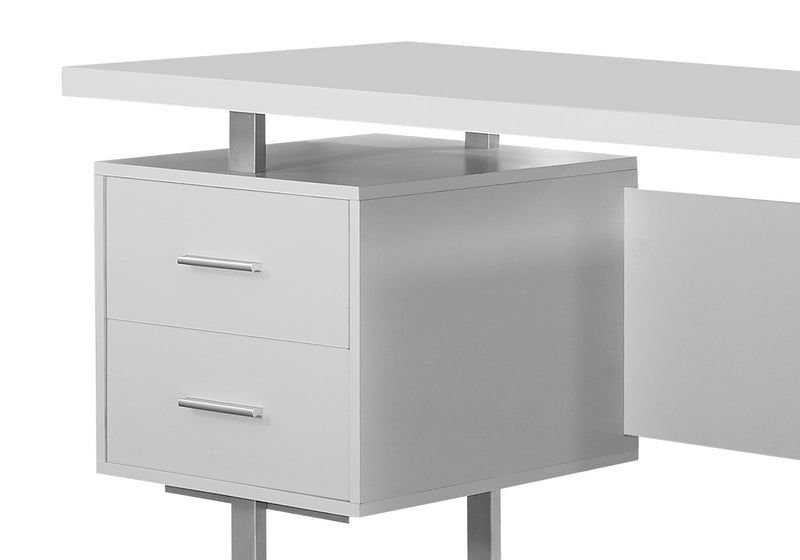 Teagan 60\" Reversible Office Desk with 3-Drawers - White