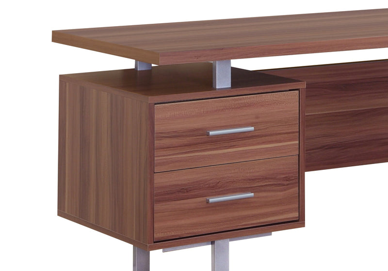 Teagan 60\" Reversible Office Desk with 3-Drawers - Light Walnut
