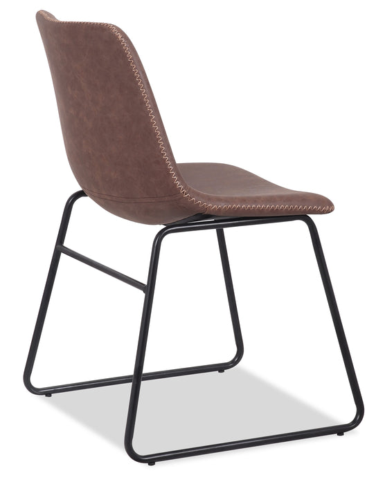 Tess Dining Chair with Leather-Look Fabric, Metal - Brown
