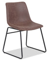 ["Tess Dining Chair with Leather-Look Fabric, Metal - Brown"]