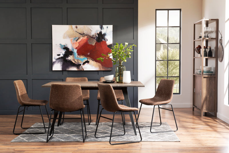 Tess Dining Chair with Leather-Look Fabric, Metal - Brown