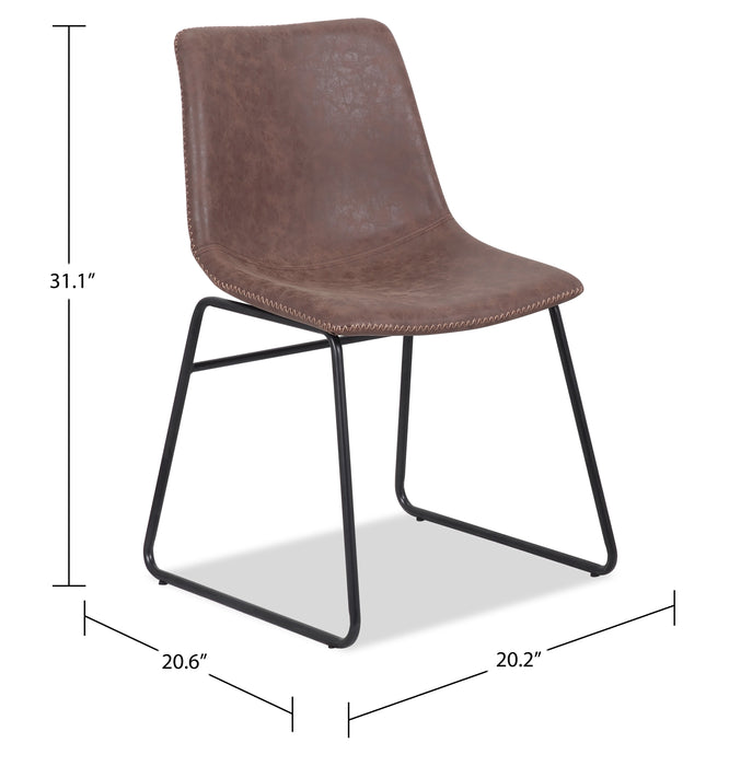 Tess Dining Chair with Leather-Look Fabric, Metal - Brown