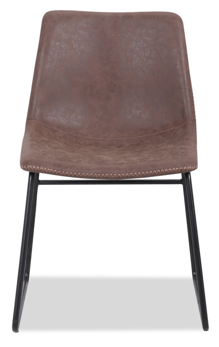 Tess Dining Chair with Leather-Look Fabric, Metal - Brown