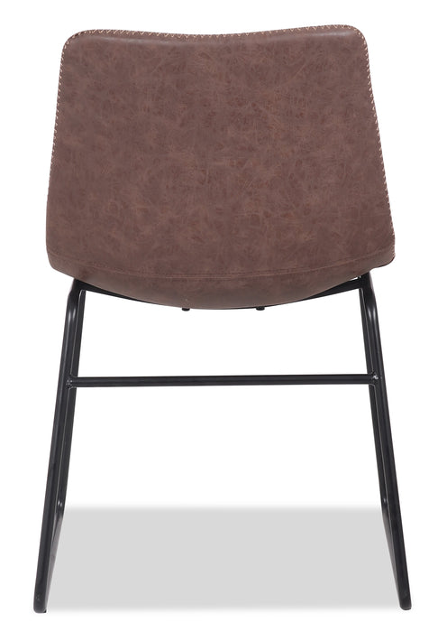 Tess Dining Chair with Leather-Look Fabric, Metal - Brown