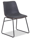 ["Tess Dining Chair with Leather-Look Fabric, Metal - Grey"]