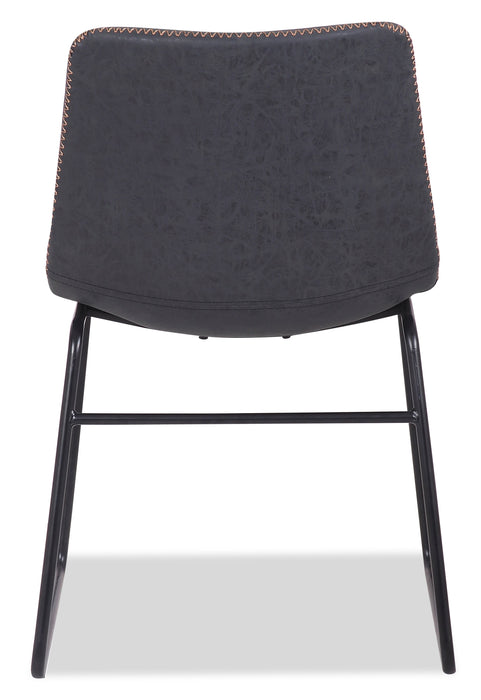Tess Dining Chair with Leather-Look Fabric, Metal - Grey