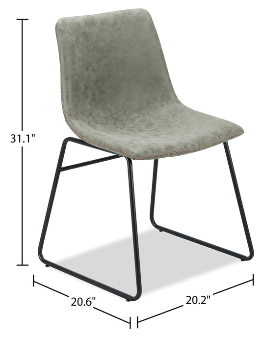 Tess Dining Chair with Leather-Look Fabric, Metal - Khaki