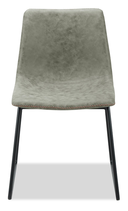 Tess Dining Chair with Leather-Look Fabric, Metal - Khaki