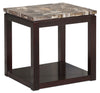 Sicily 22\" Traditional End Table with Shelf - Dark Brown  with Mable Look Top