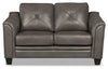 Andi 62\" Leather-Look Fabric Loveseat with Button Tufting - Grey