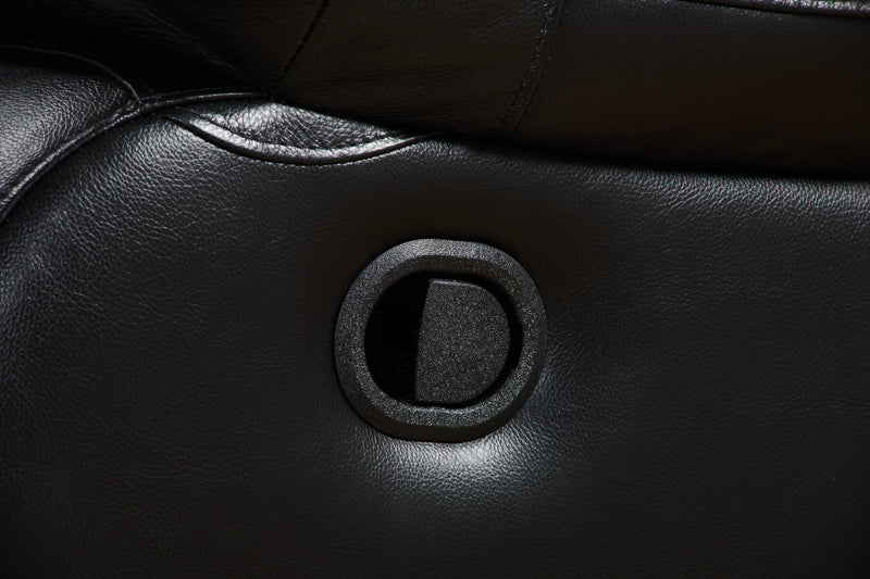 Toreno 64\" Genuine Leather Reclining Loveseat - Black