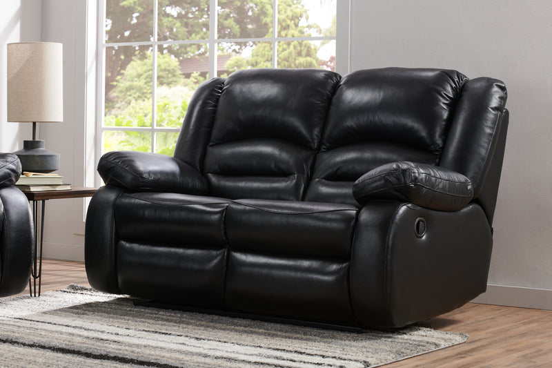 Toreno 64\" Genuine Leather Reclining Loveseat - Black