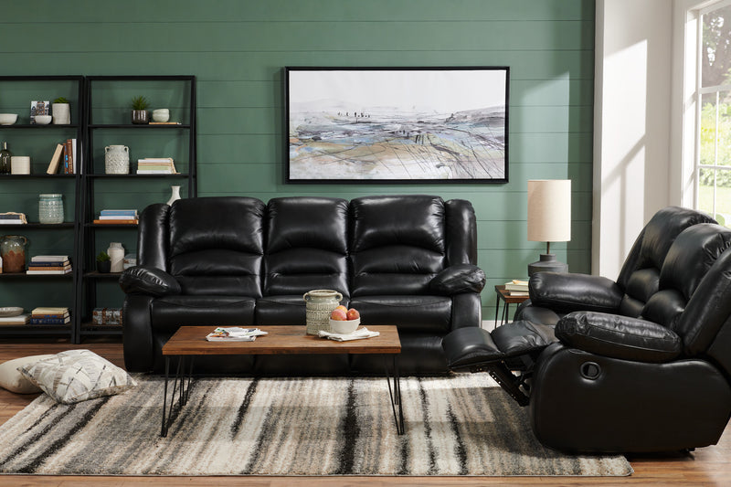 Toreno 86\" Genuine Leather Reclining Sofa - Black