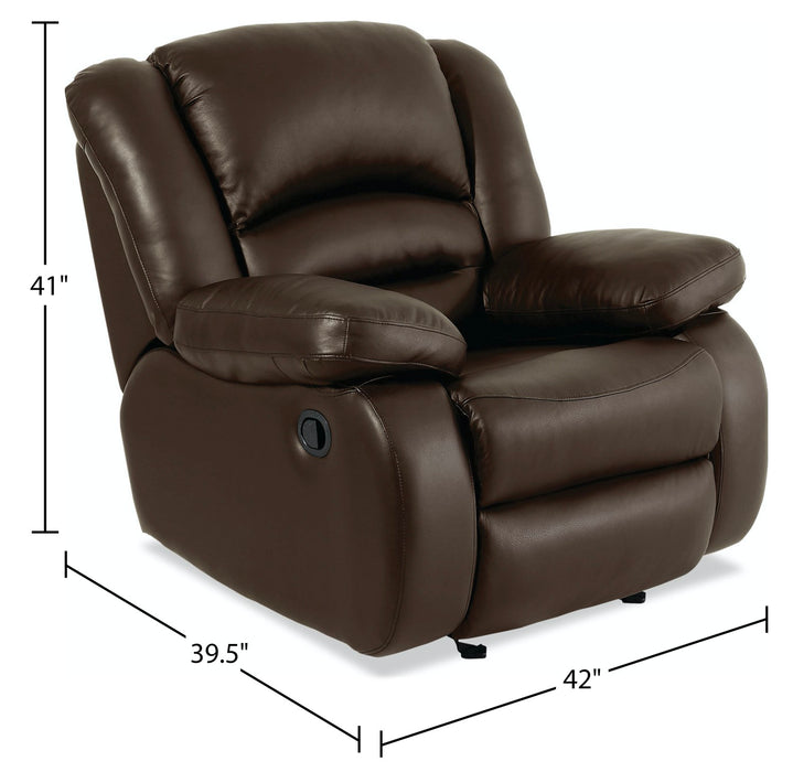 Toreno 42\" Genuine Leather Rocker Reclining Chair - Brown