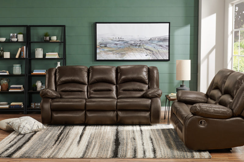 Toreno 64\" Genuine Leather Reclining Loveseat - Brown