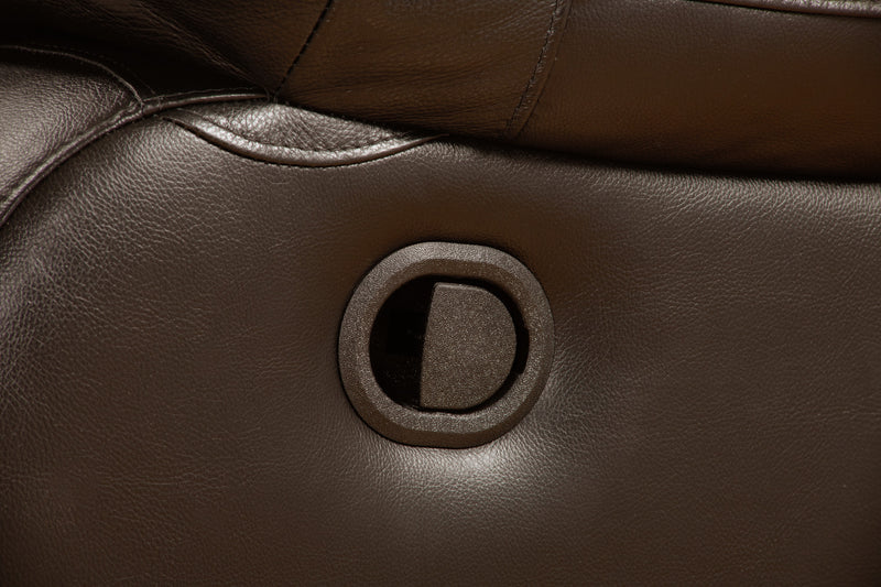 Toreno 64\" Genuine Leather Reclining Loveseat - Brown