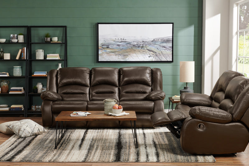 Toreno 86\" Genuine Leather Reclining Sofa - Brown