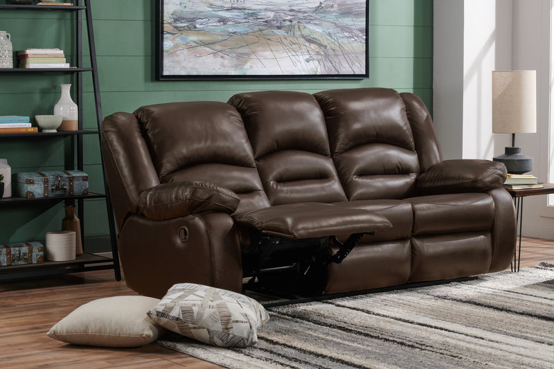 Toreno 86\" Genuine Leather Reclining Sofa - Brown