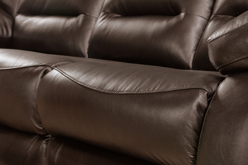 Toreno 86\" Genuine Leather Reclining Sofa - Brown