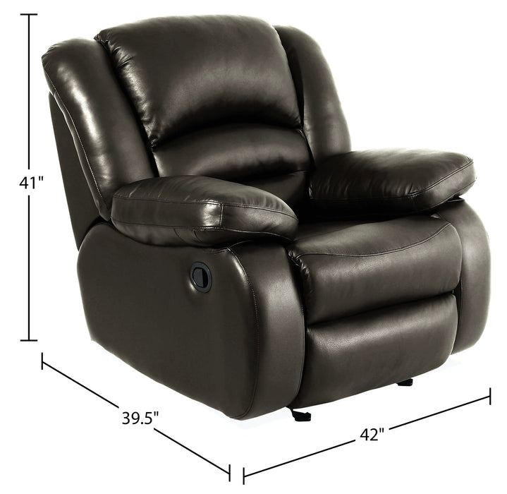 Toreno 42\" Genuine Leather Rocker Reclining Chair - Grey