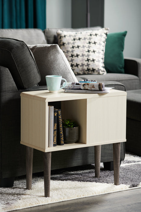 Torry 11.5\" Chairside Table with Cabinet - Ivory