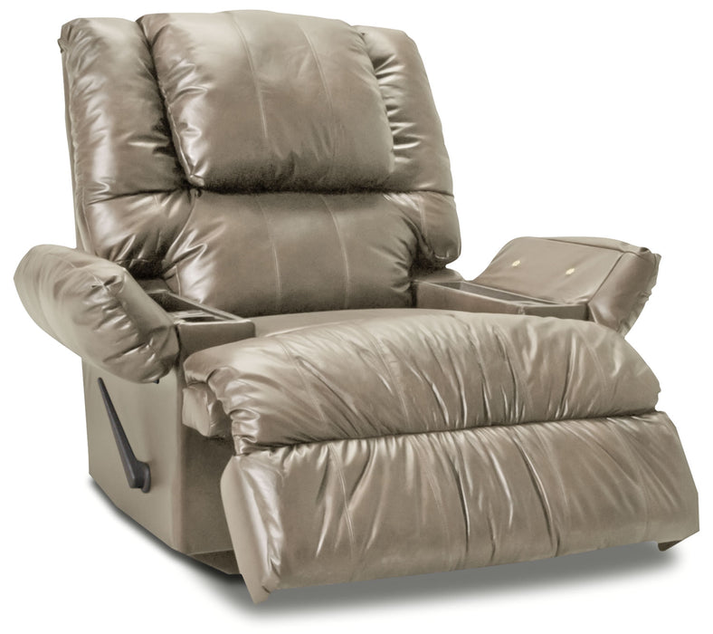 Recliner 5598 Bonded Leather Massage Recliner with Storage Arms - Putty