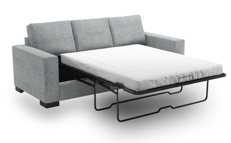 Made in Canada Customizable Sofa Lab Track 85\" Linen-Look Fabric Sofa Bed with Track Arms - Luna Pewter Grey