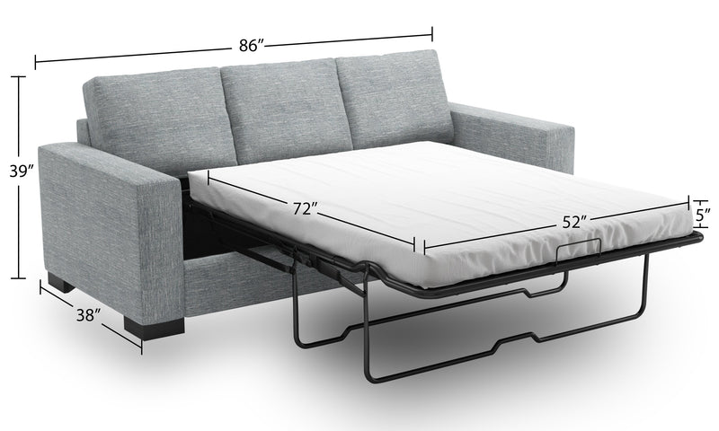 Made in Canada Customizable Sofa Lab Track 85\" Linen-Look Fabric Sofa Bed with Track Arms - Luna Pewter Grey