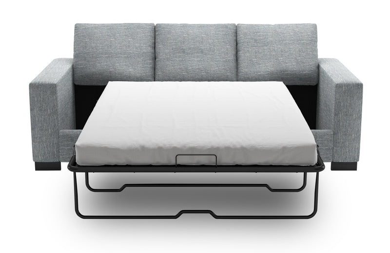 Made in Canada Customizable Sofa Lab Track 85\" Linen-Look Fabric Sofa Bed with Track Arms - Luna Pewter Grey