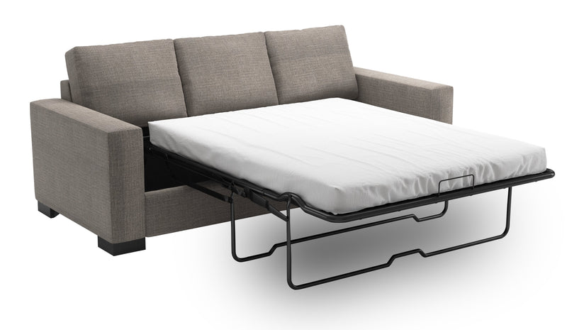 Made in Canada Customizable Sofa Lab Track 85\" Linen-Look Fabric Sofa Bed with Track Arms - Luna Smoke Grey