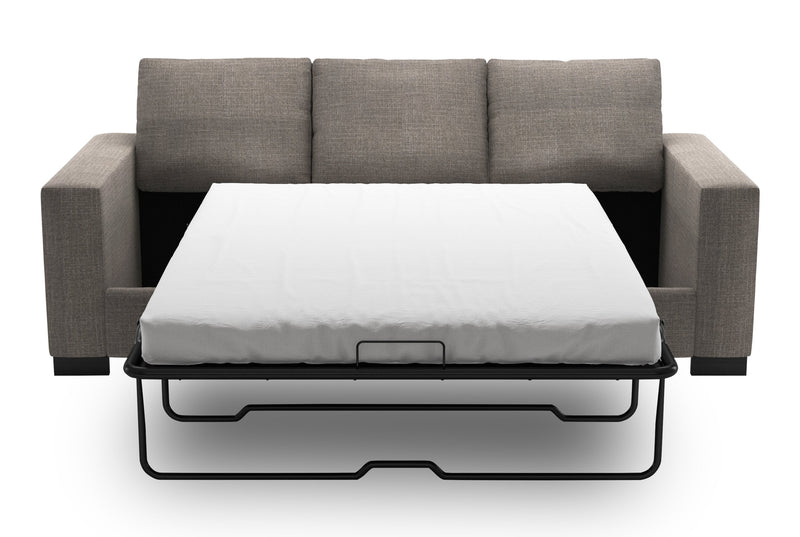 Made in Canada Customizable Sofa Lab Track 85\" Linen-Look Fabric Sofa Bed with Track Arms - Luna Smoke Grey