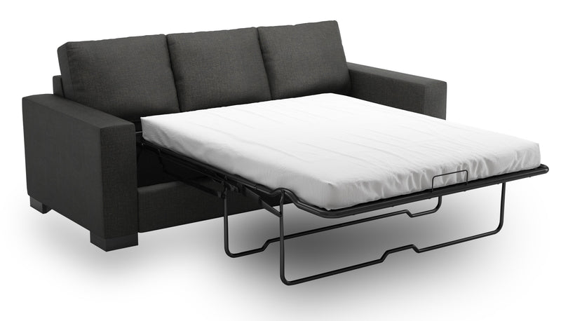 Made in Canada Customizable Sofa Lab Track 85\" Linen-Look Fabric Sofa Bed with Track Arms - Luna Kohl Grey