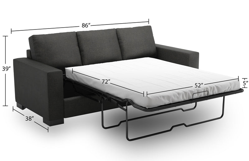 Made in Canada Customizable Sofa Lab Track 85\" Linen-Look Fabric Sofa Bed with Track Arms - Luna Kohl Grey