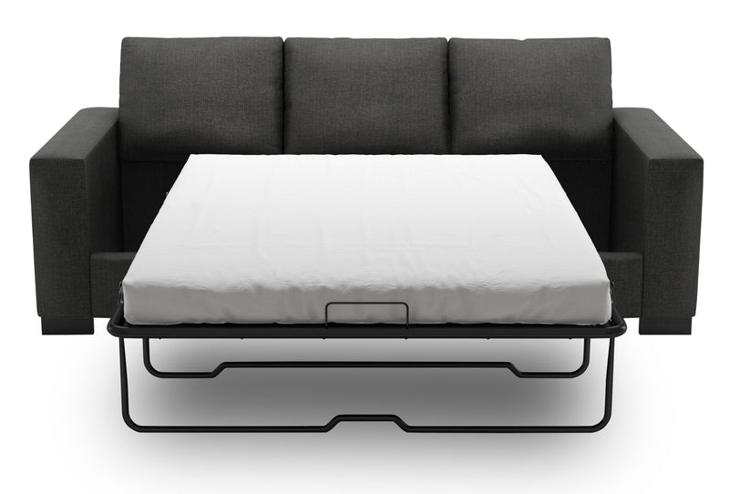 Made in Canada Customizable Sofa Lab Track 85\" Linen-Look Fabric Sofa Bed with Track Arms - Luna Kohl Grey