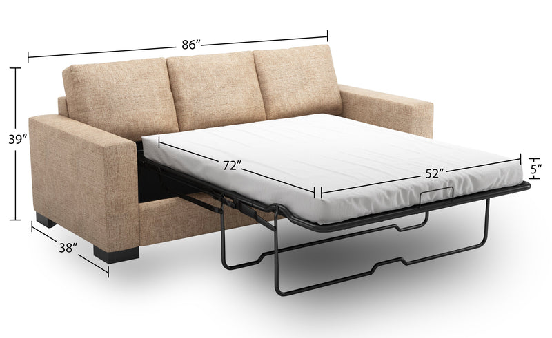 Made in Canada Customizable Sofa Lab Track 85\" Chenille Fabric Sofa Bed with Track Arms - Luxury Taupe