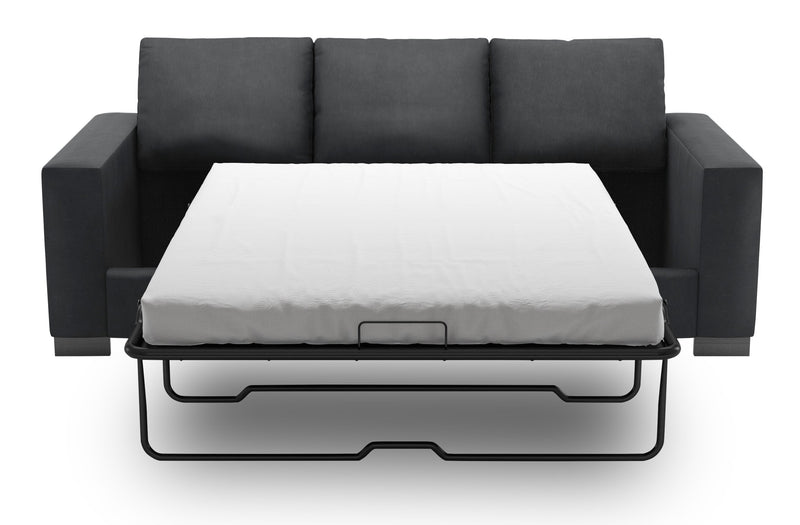 Made in Canada Customizable Sofa Lab Track 85\" Linen-Look Fabric Sofa Bed with Track Arms - Pax Pepper Grey