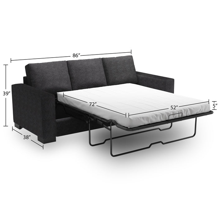 Made in Canada Customizable Sofa Lab Track 85\" Chenille Fabric Sofa Bed with Track Arms - Luxury Charcoal Grey
