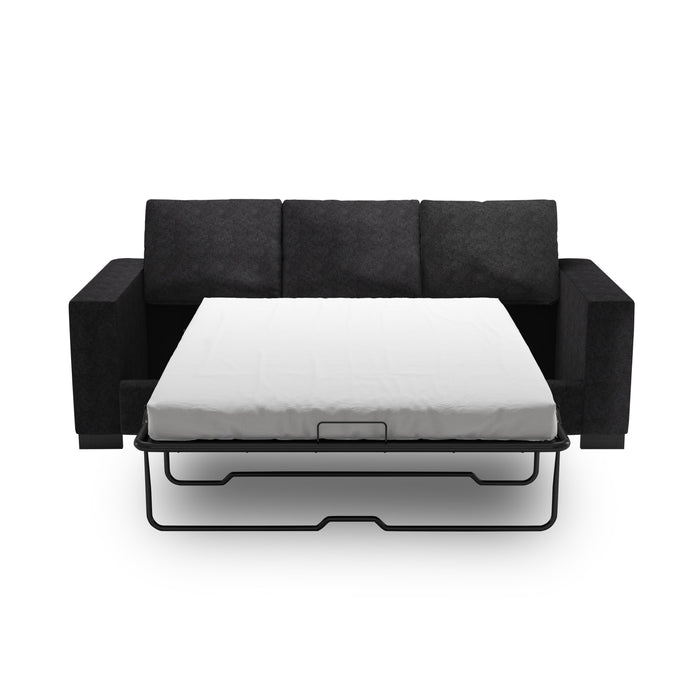 Made in Canada Customizable Sofa Lab Track 85\" Chenille Fabric Sofa Bed with Track Arms - Luxury Charcoal Grey